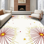 Red Yellow Starburst Firework Scatter Rug