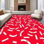 Red White Curvy Lines Scatter Rug