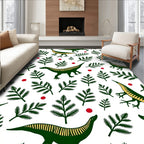 Green Dinosaur Fern and Berry Rug