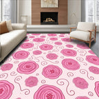 Whimsical Pink Floral Swirl Rug