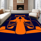 Orange Formula Car Silhouette Rug