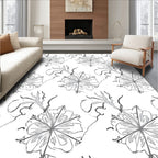 Monochromatic Floral Outline Detail Rug