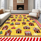 Gingerbread Houses Christmas Tree Yellow Field Rug