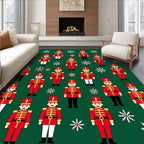 Red Green Nutcracker Snowflakes Christmas Rug