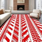 Bold Red Geometric Stripe Medley Rug