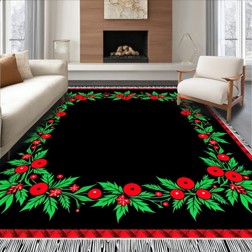 Black Berry Garland Square Rug