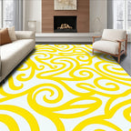 Bright Yellow Swirl Scroll Rug