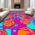 Vibrant Orange Basketball Splatter Rug