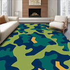 Camouflage Navy Green Woodland Accents Rug