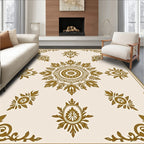 Gold Floral Mandala Corner Rug