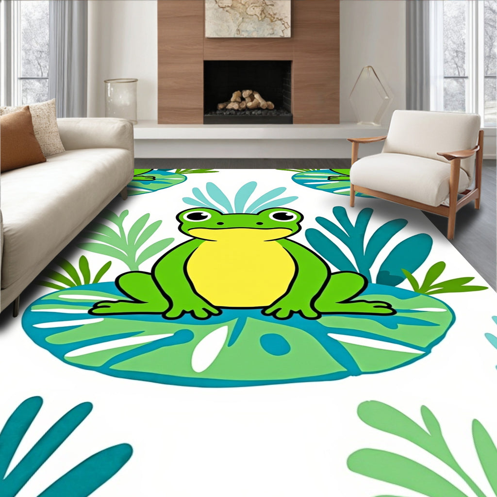 Green Frog Lily Pad Splash Rug