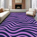 Purple Navy Dynamic Flowing Stripes Rug
