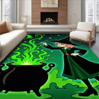 Enchanted Witch Cauldron Green Stars Rug