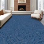 Deep Blue Swirling Topography Rug