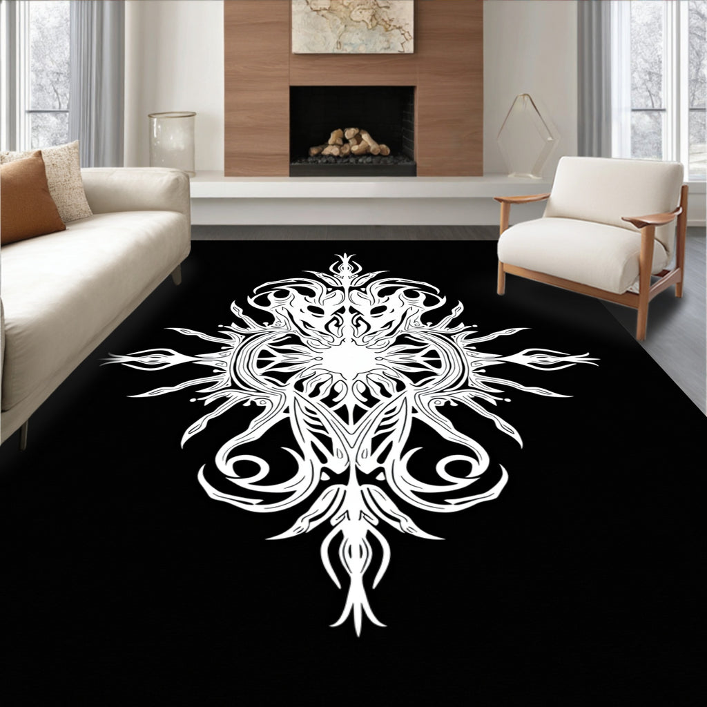 Monochromatic Dark Fantasy Crest Rug