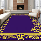 Royal Purple Golden Abstract Border Rug