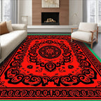 Bold Black Ivory Medallion Square Rug