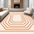 Concentric Orange Octagon Border Rug