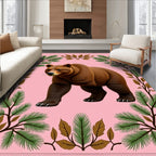 Brown Bear Forest Pink Rug