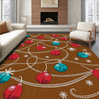 Red Teal Ornament Garland Background Rug