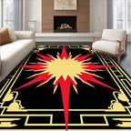 Bold Red Starburst Frame Rug