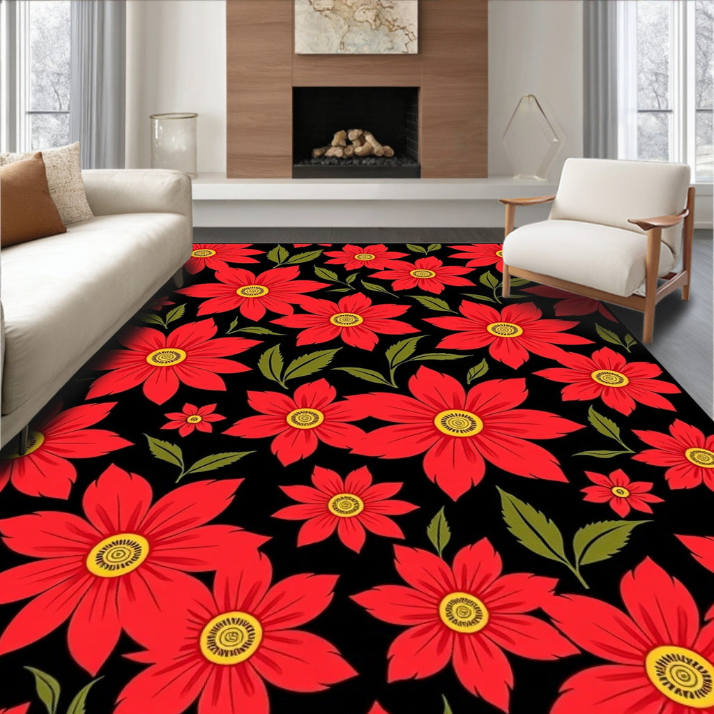 Bold Scarlet Bloom Scatter Rug