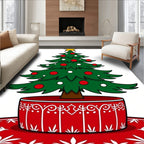 Festive Red Green Christmas Tree Rug