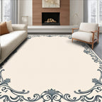 Elegant Black Vine Scroll Border Rug