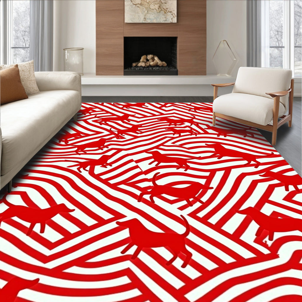 Red Dog Waves Rug