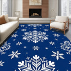Deep Blue Snowflake Winter Wonderland Rug