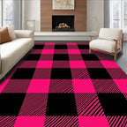 Hot Pink Black Buffalo Check Rug