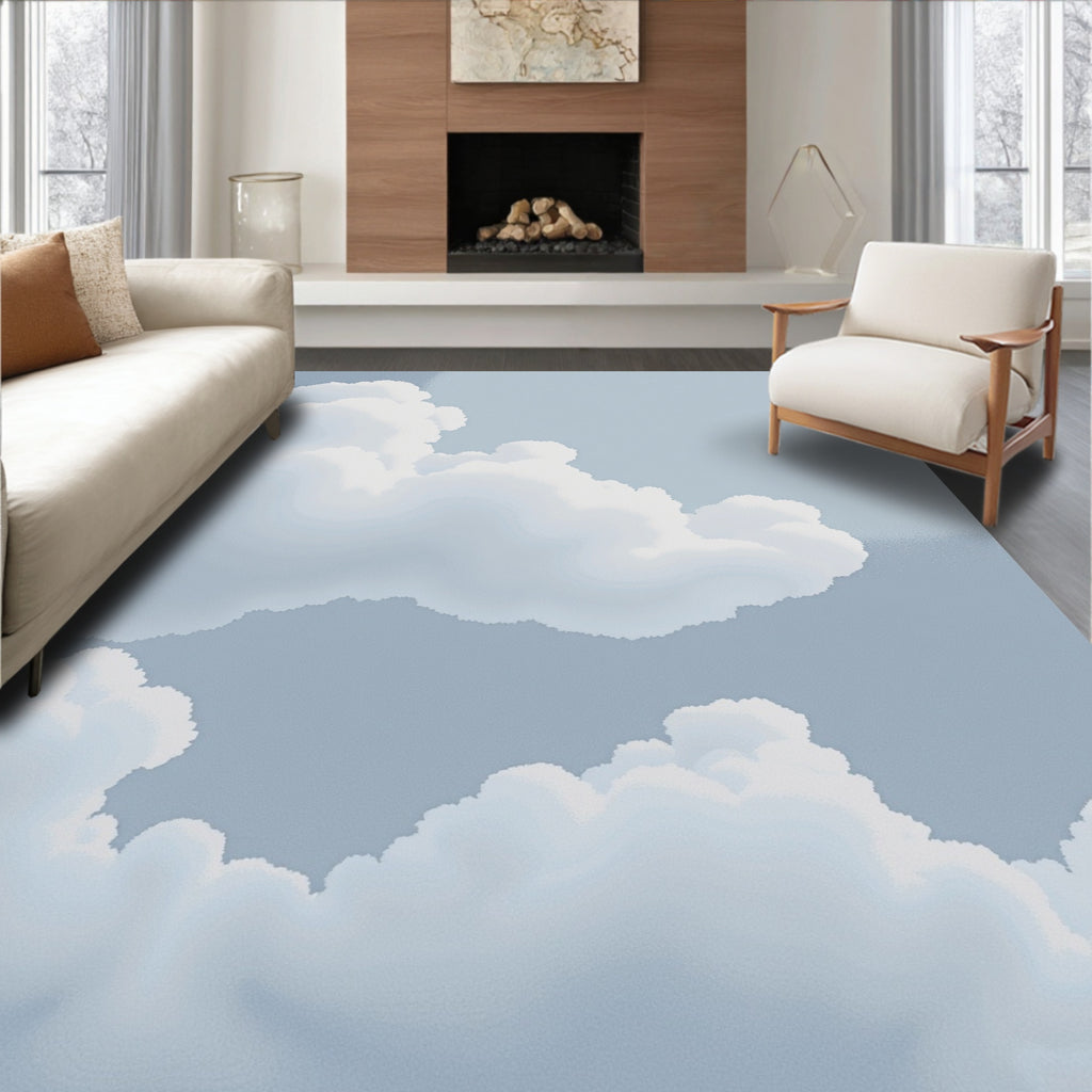 Soft White Cloudscape Sky Rug