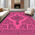 Fuchsia Scrollwork Floral Medallion Rug