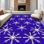 Midnight Blue Snowflake Deer Winter Rug