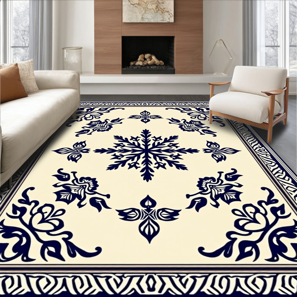 Navy Vintage Floral Medallion Rug