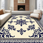 Navy Vintage Floral Medallion Rug