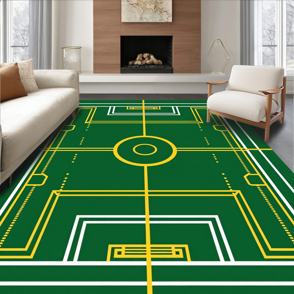 Green Yellow Court Lines Rug