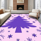 Purple Christmas Tree Snowflakes Rug
