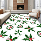 Green Red Holly Festive Cluster Rug