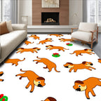 Playful Brown Dogs Whimsical Garden Rug