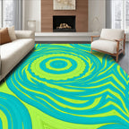Lime Green and Teal Swirl Rug