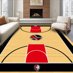 Red Black Court Wood Grain Rug