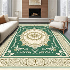 Ornate Emerald Medallion Scroll Rug