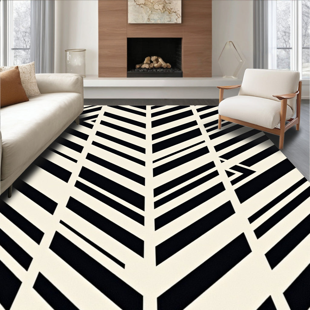 Monochromatic Modern Geometric Stripe Rug