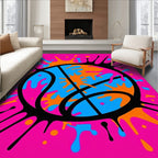 Vibrant Pink Blue Orange Splatter Ball Rug