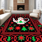 Retro Teapot Star Christmas Accent Rug