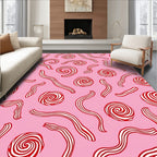 Pink Swirls Candy Cane Stripes Rug