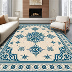 Navy Starburst Floral Medallion Rug