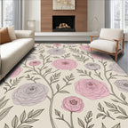 Soft Pink Orchid Floral Branches Rug