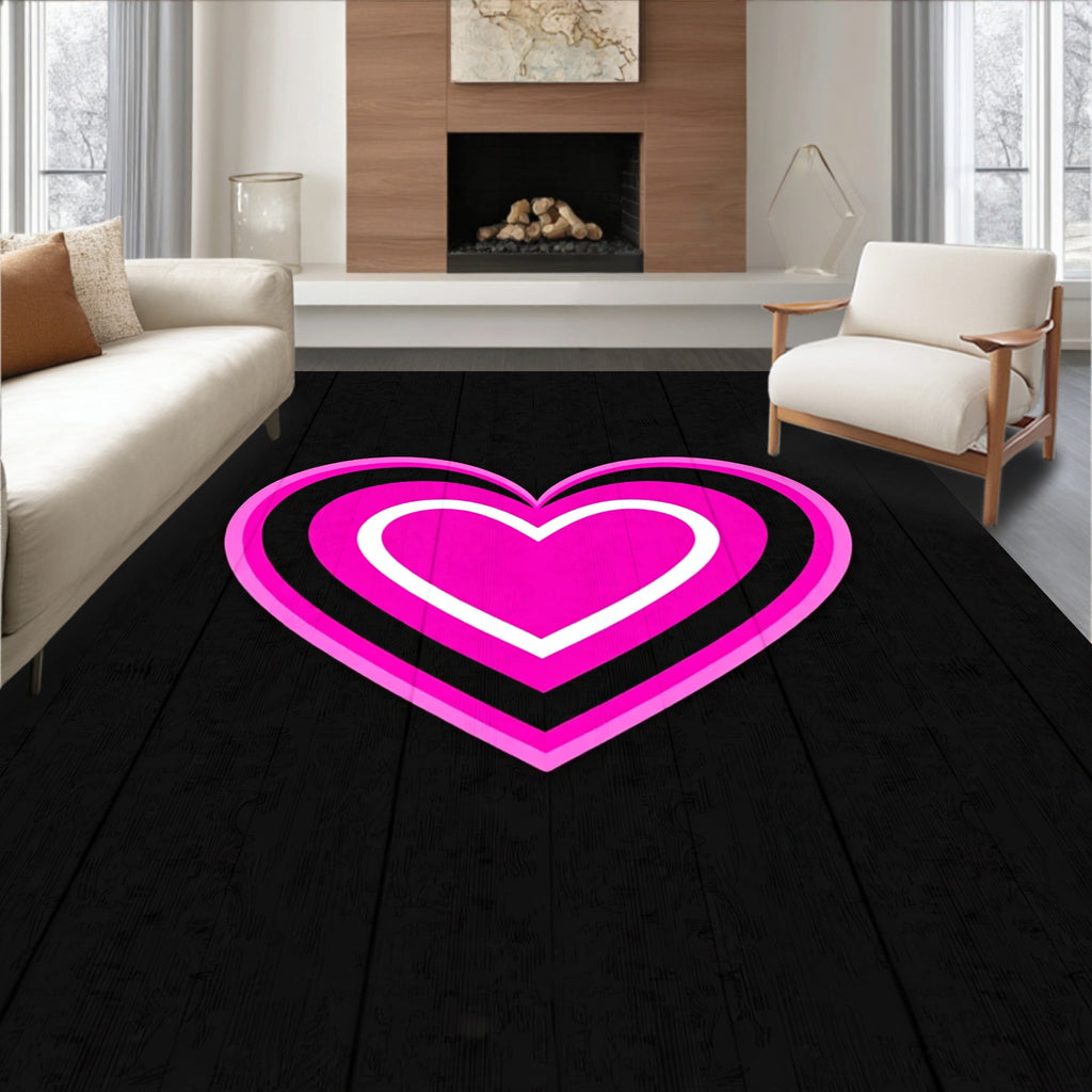 Hot Pink Layered Heart Rug